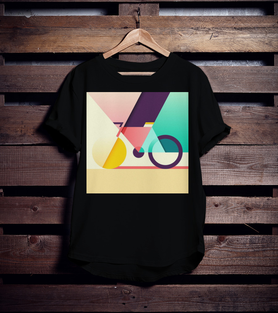 Colourful Geometric Bicycle Abstraction T-Shirt