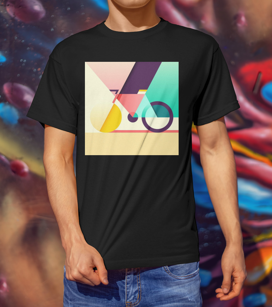 Colourful Geometric Bicycle Abstraction T-Shirt