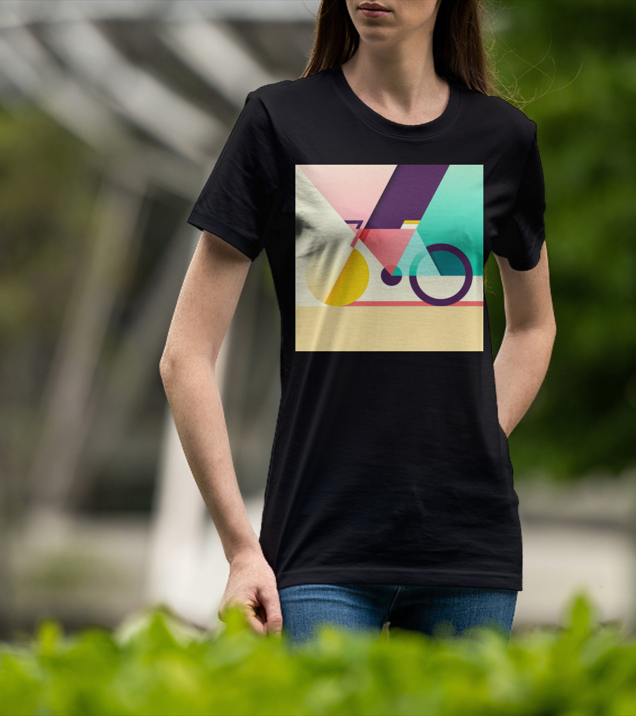Colourful Geometric Bicycle Abstraction T-Shirt