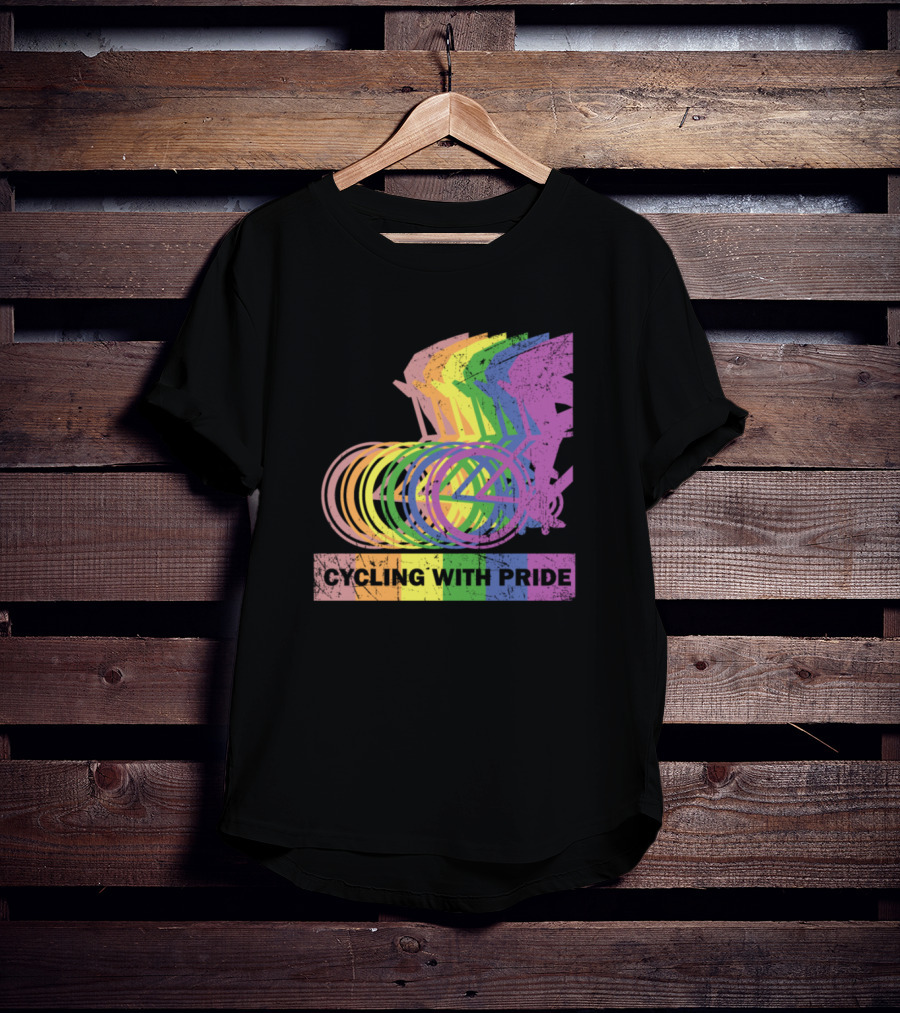 Cycling With Pride Christopher Street Rainbow Bicycle T-Shirt