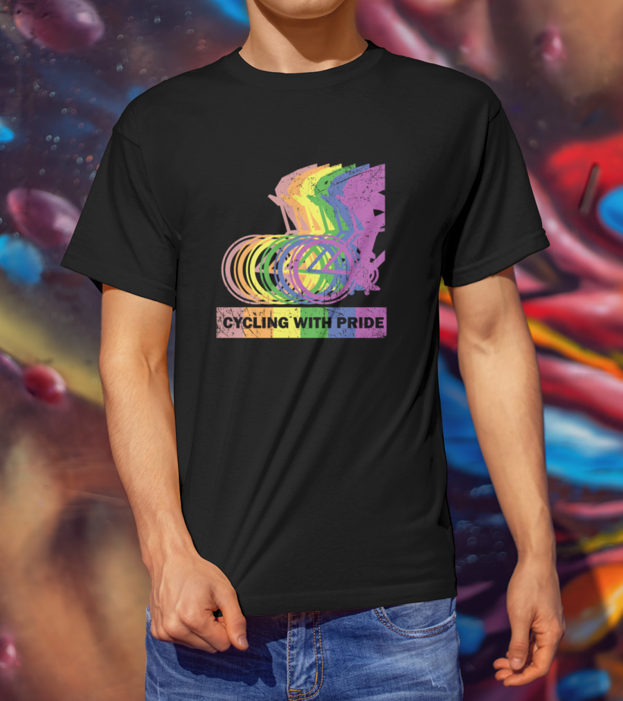 Cycling With Pride Christopher Street Rainbow Bicycle T-Shirt