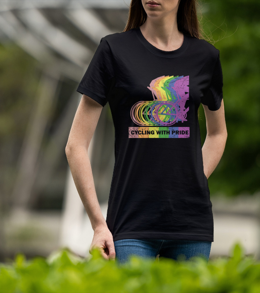 Cycling With Pride Christopher Street Rainbow Bicycle T-Shirt