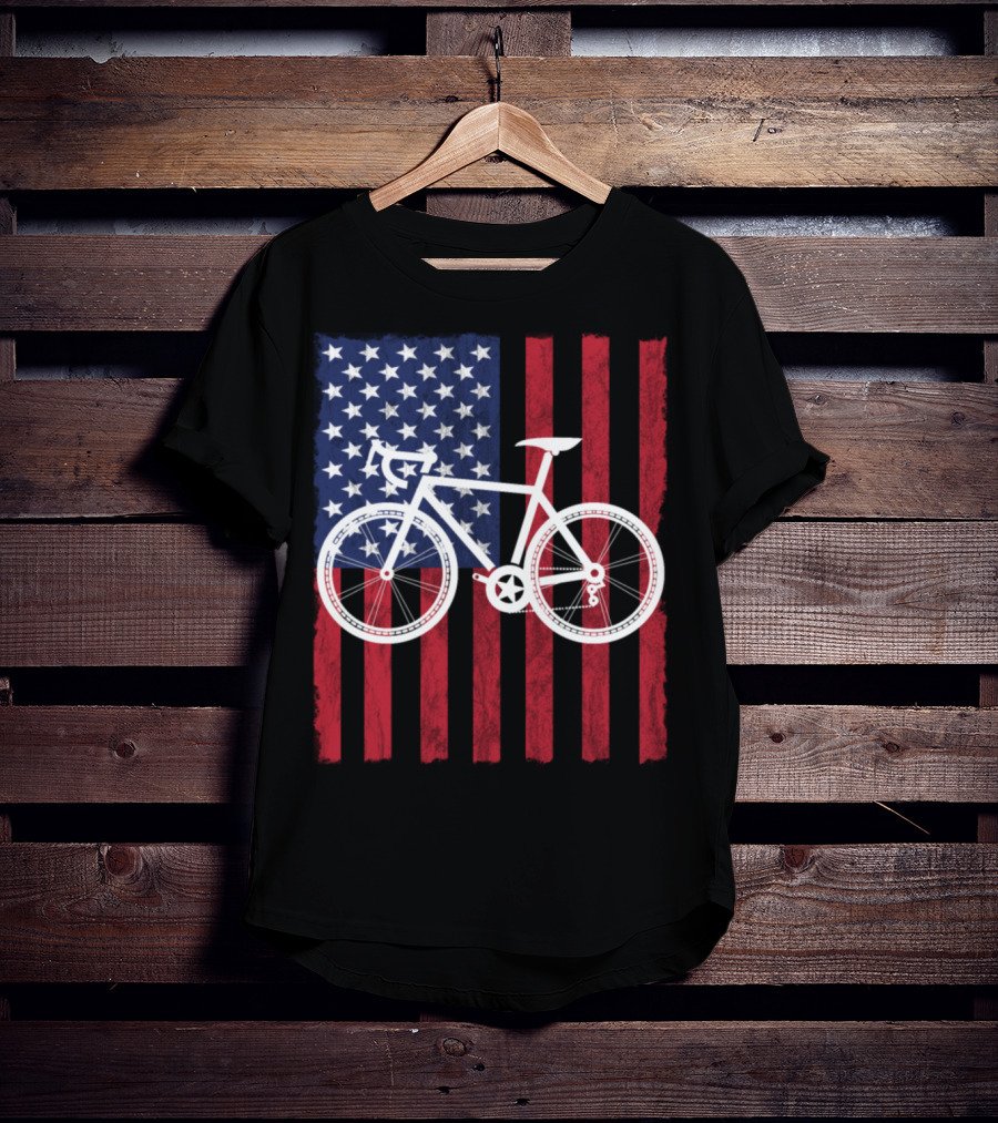USA Flag Bicycle T-Shirt