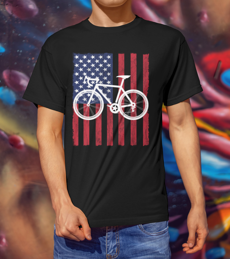 USA Flag Bicycle T-Shirt