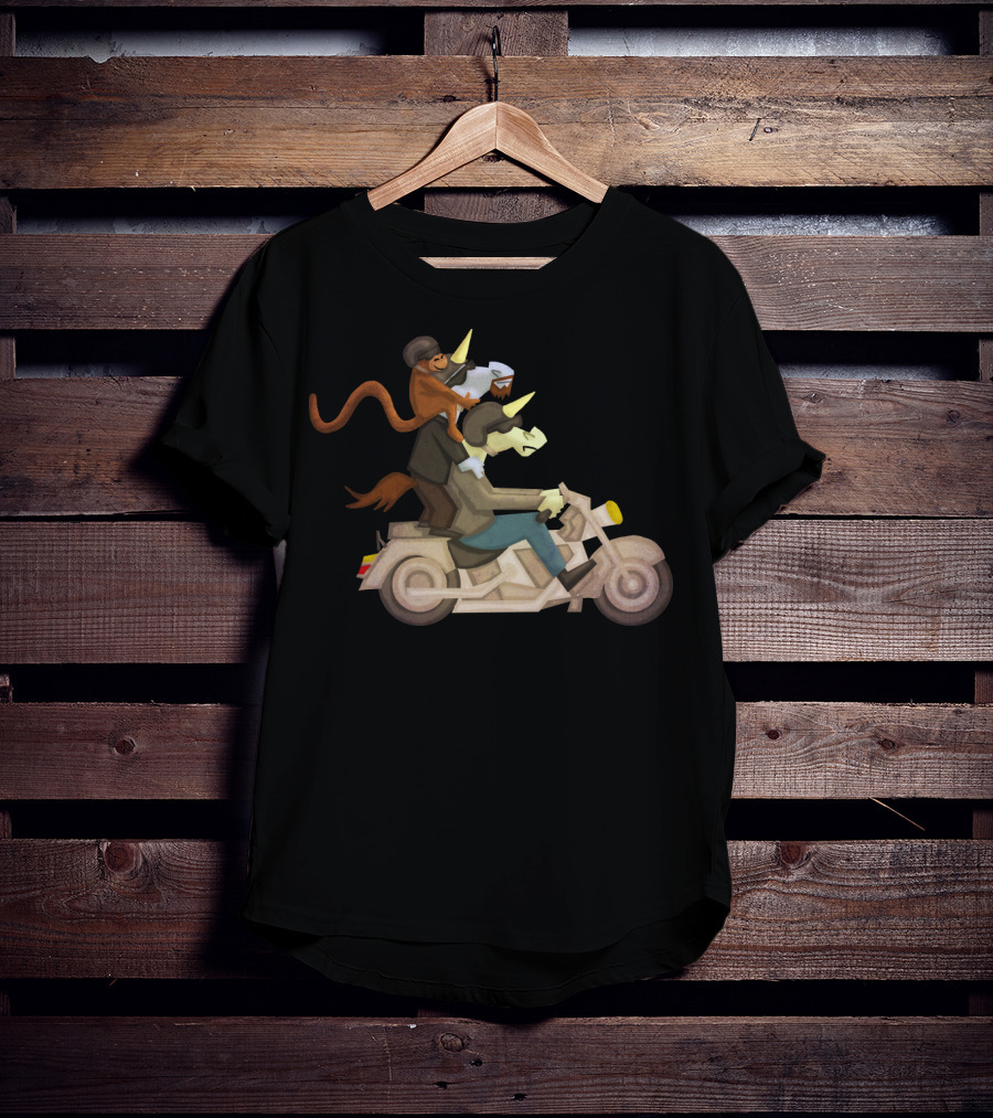 Free Ride Unicorn Monkey Motorcycle Adventure T-Shirt