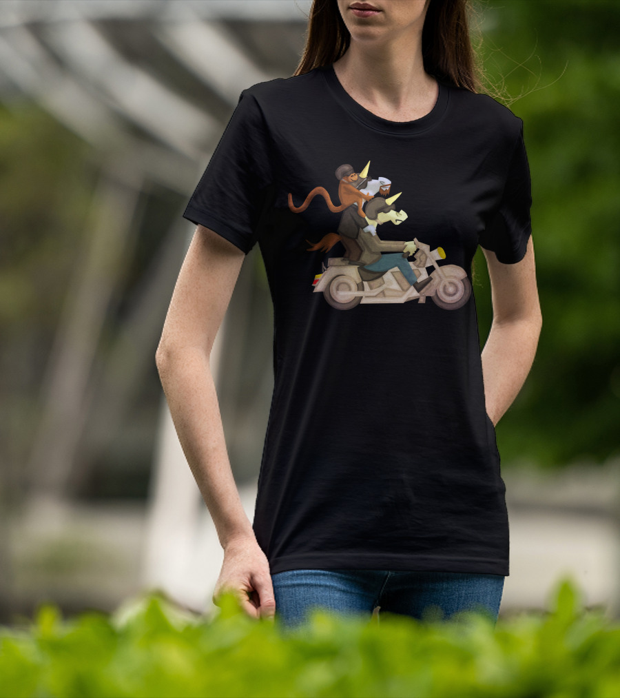 Free Ride Unicorn Monkey Motorcycle Adventure T-Shirt