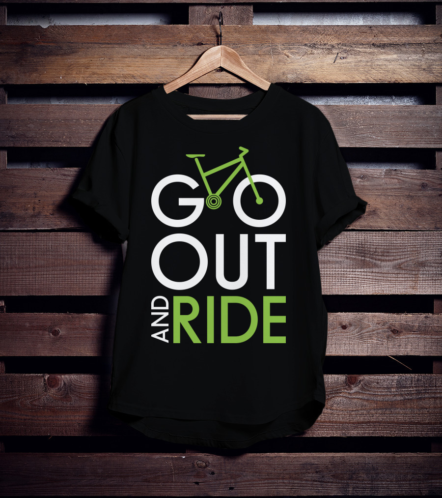 GO OUT AND RIDE Bicycle Adventure Text T-Shirt