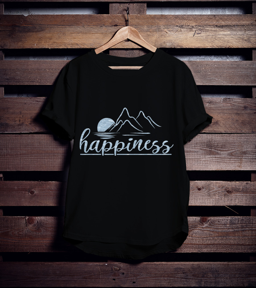 Happiness Mountains And Moon Scene T-Shirt