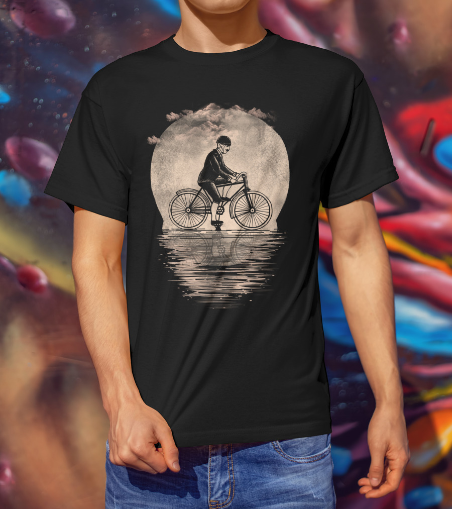 Live To Ride Cloudy Reflection Vintage Cyclist T-Shirt