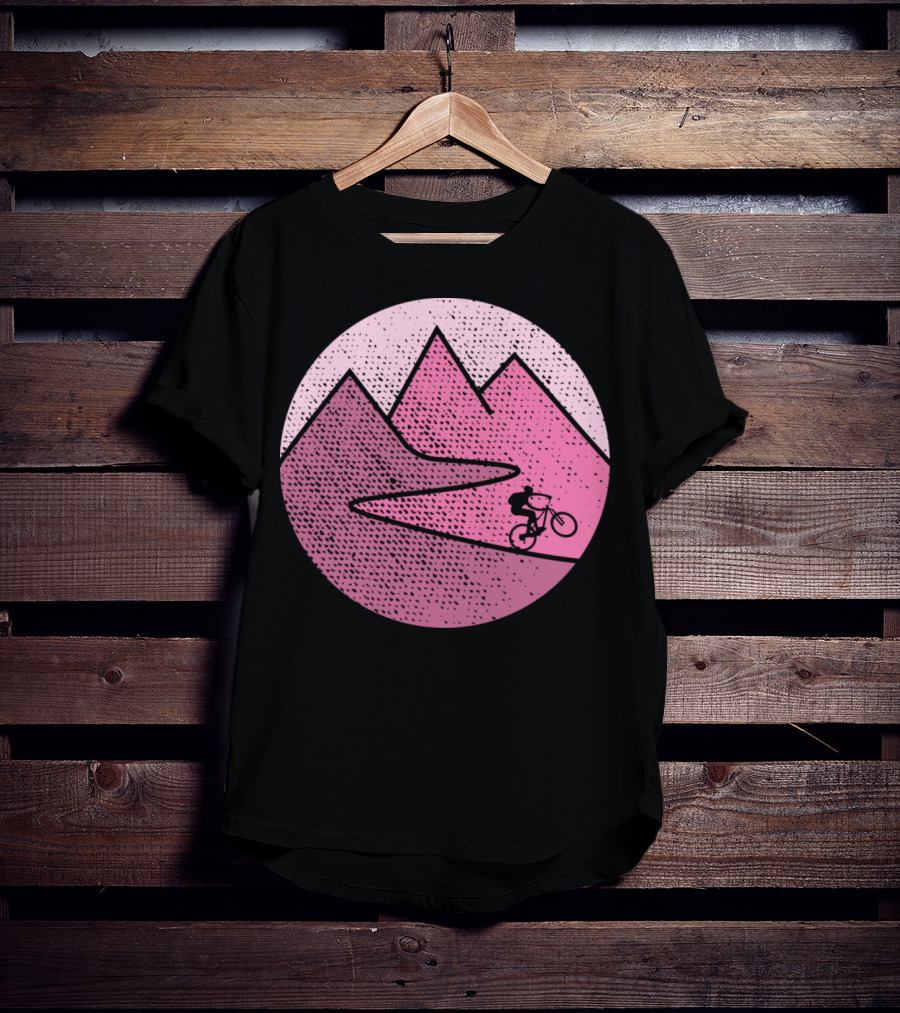 Mountain Bike Cycling Scenic Adventure In Pink Mountains T-Shirt
