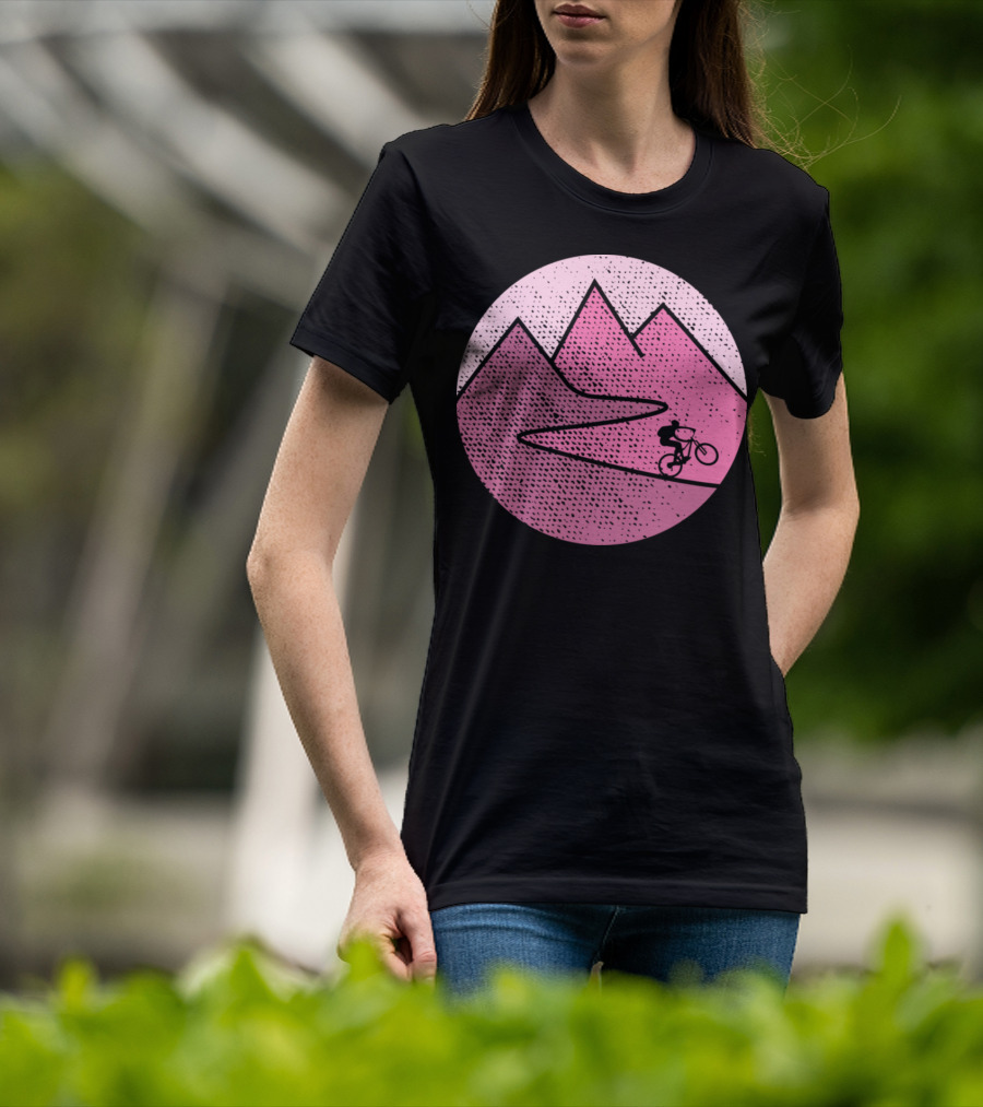 Mountain Bike Cycling Scenic Adventure In Pink Mountains T-Shirt
