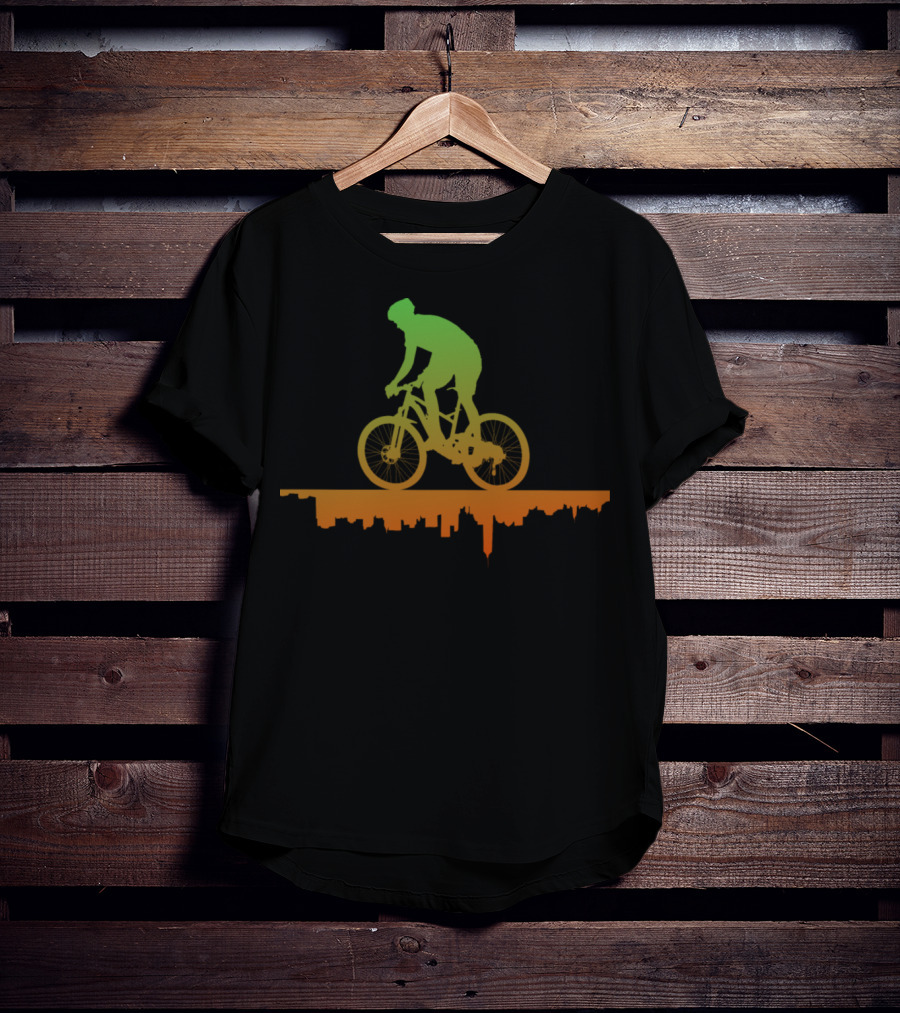 MTB Free Your Mind Cyclist Urban Skyline Gradient T-Shirt