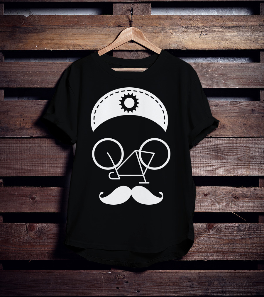 Bicycle Mustache Face Helmet Gear T-Shirt