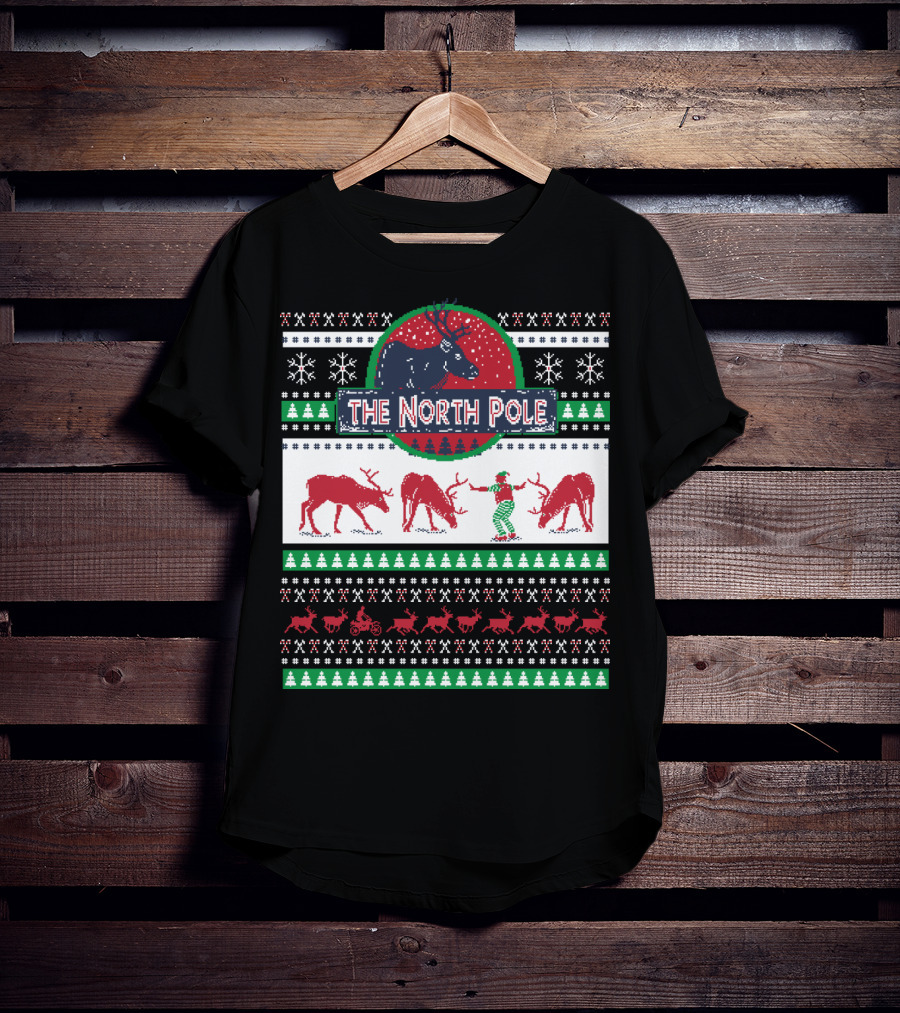 The North Pole Reindeer Ugly Christmas T-Shirt