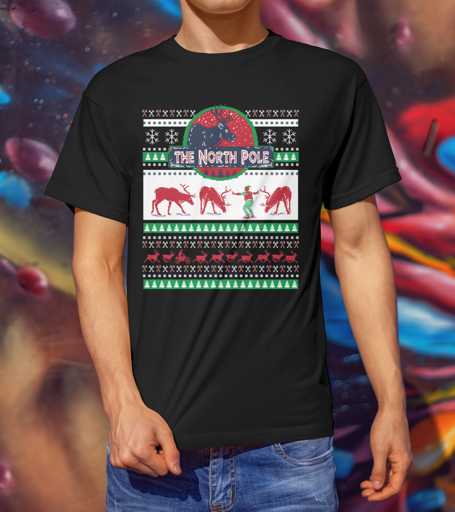 The North Pole Reindeer Ugly Christmas T-Shirt