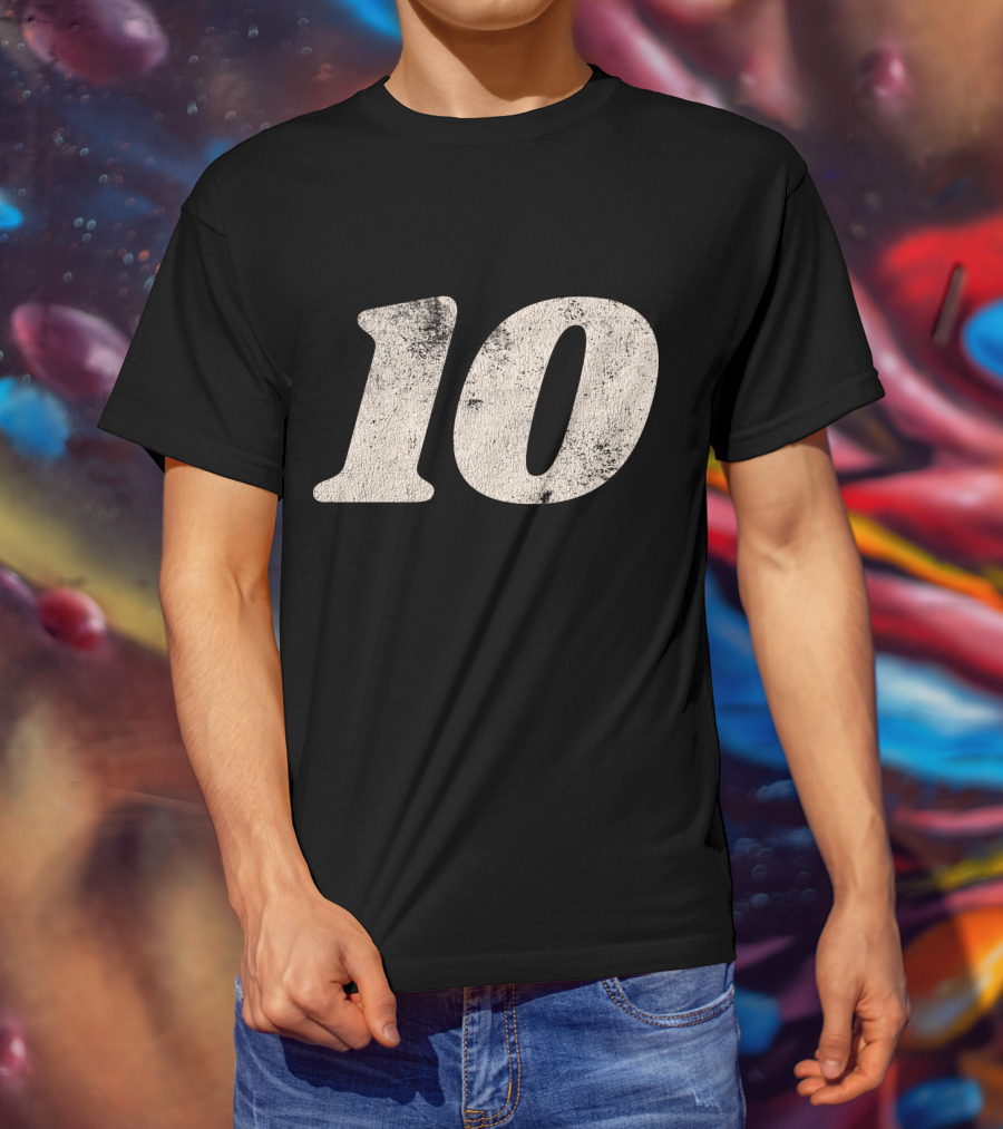 Number Ten 10 Distressed Vintage Sports T-Shirt