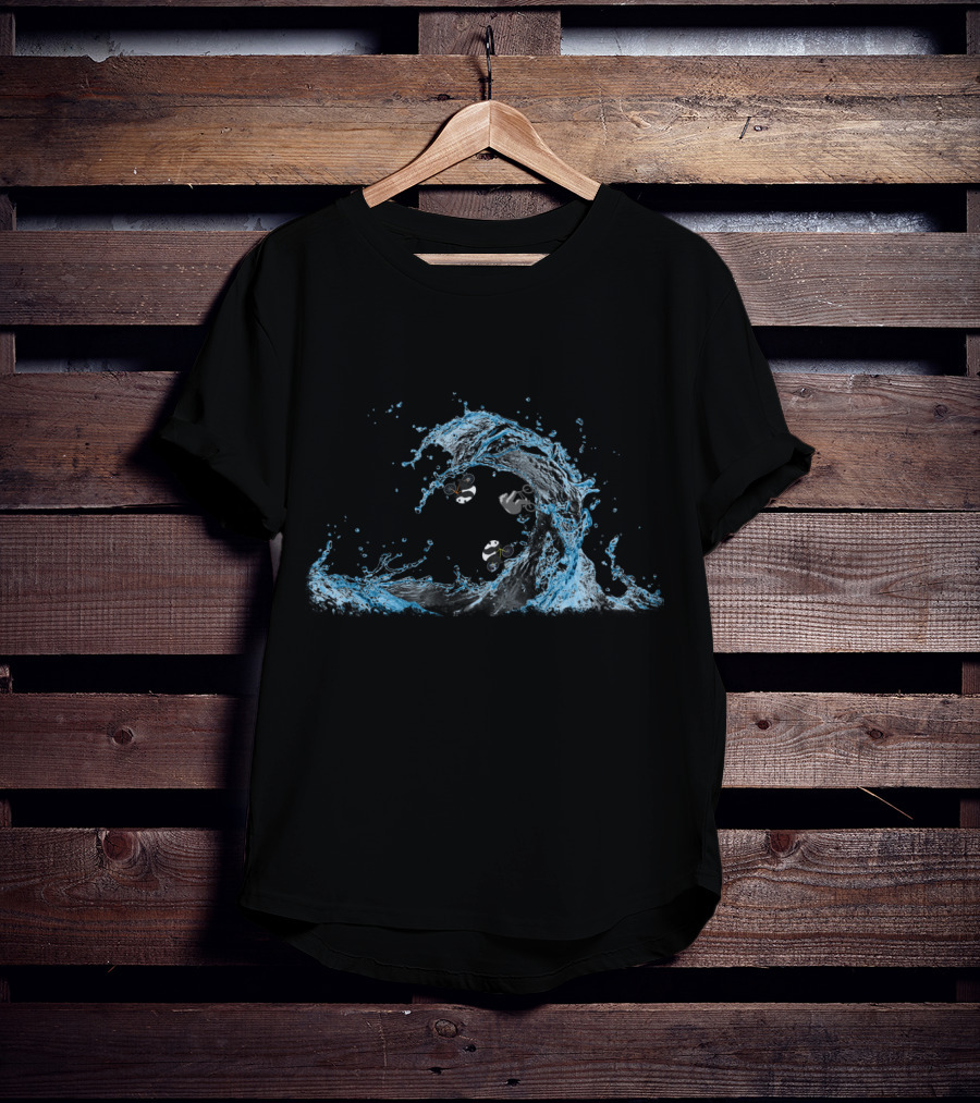 Panda Cycling In Ocean Waves T-Shirt