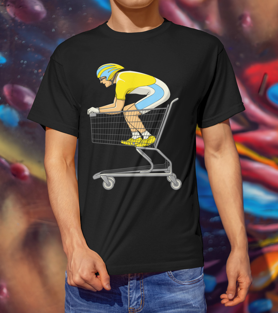 Retail Racer Cyclist In Shopping Cart T-Shirt