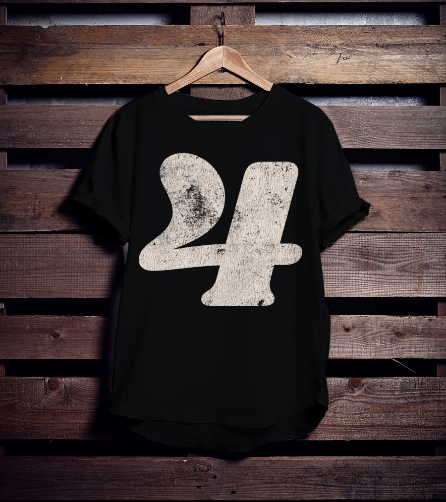 Vintagestyle Textured 24 Number Four T-Shirt