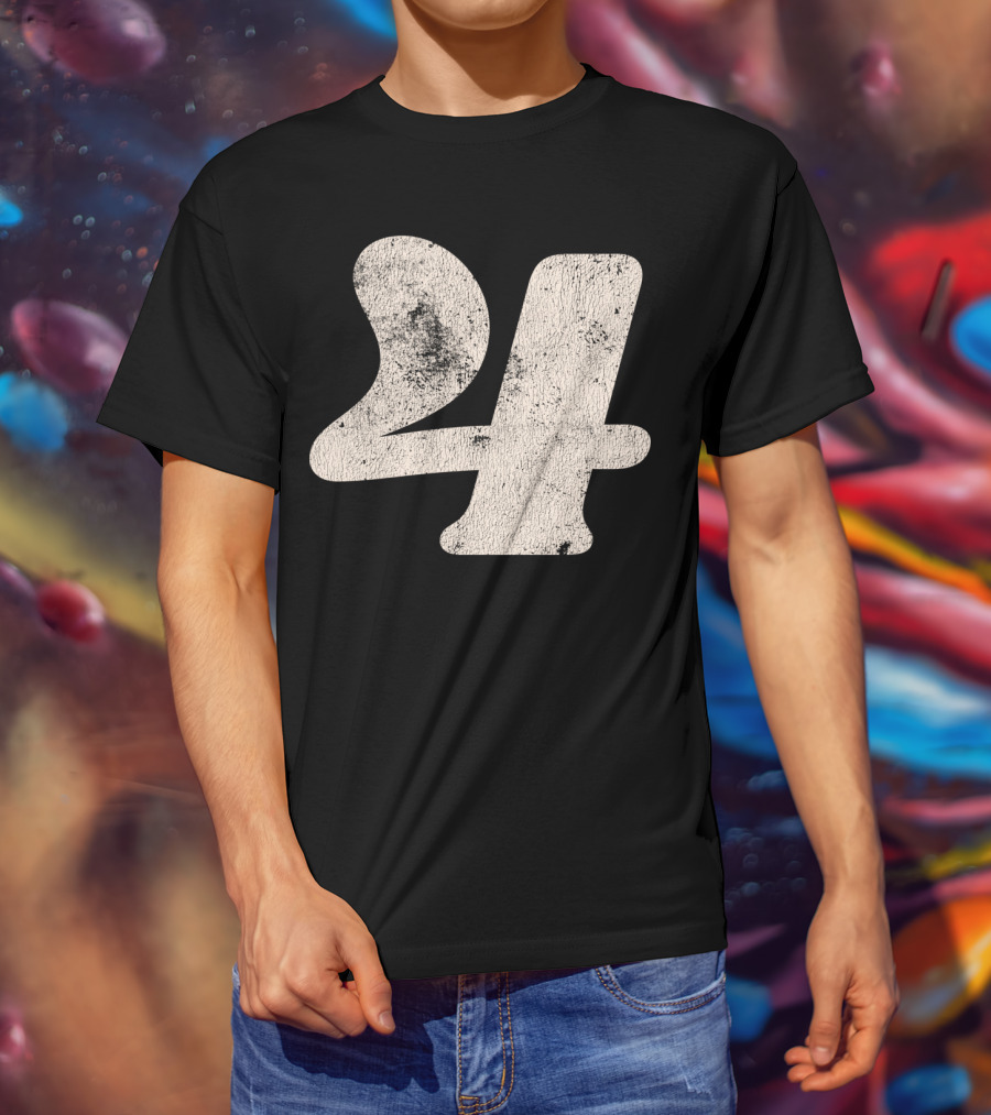 Vintagestyle Textured 24 Number Four T-Shirt