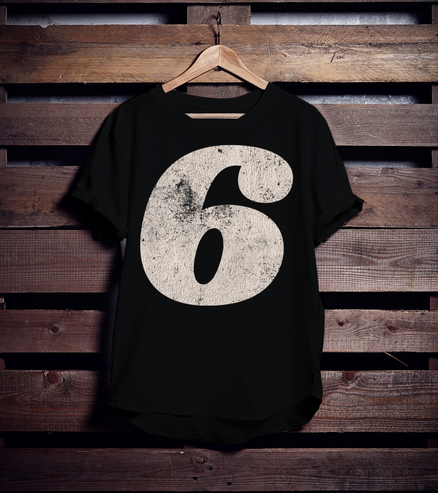 Vintagestyle Number 6 Distressed Retro Look T-Shirt