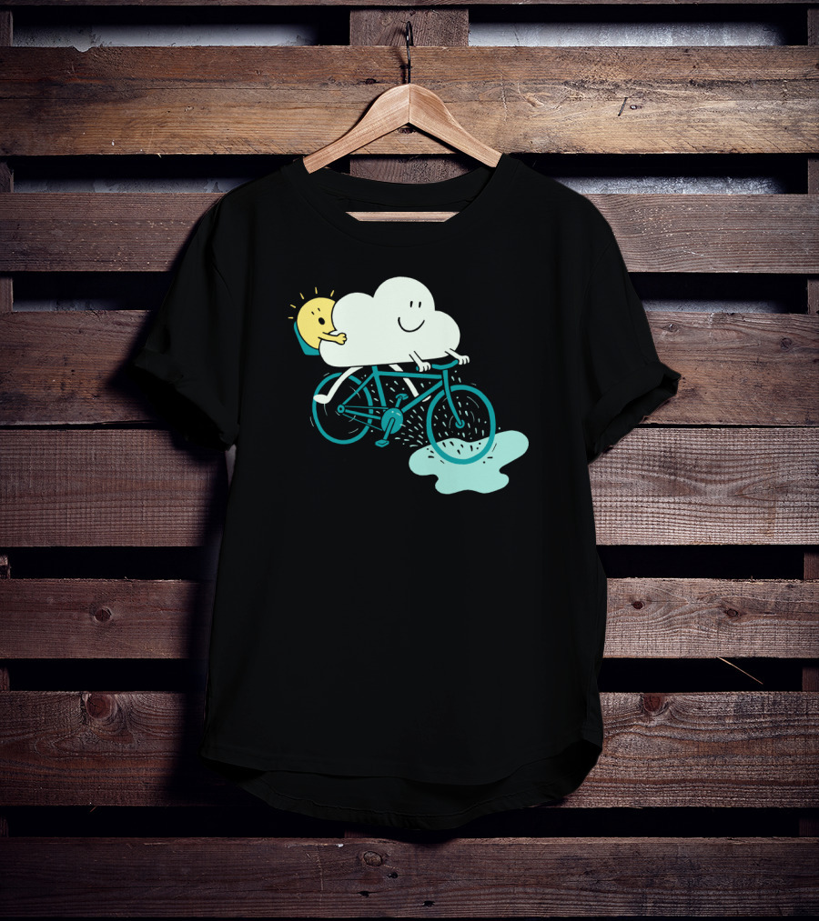 Weather Cycles Happy Sun And Cloud Riding Bicycle T-Shirt