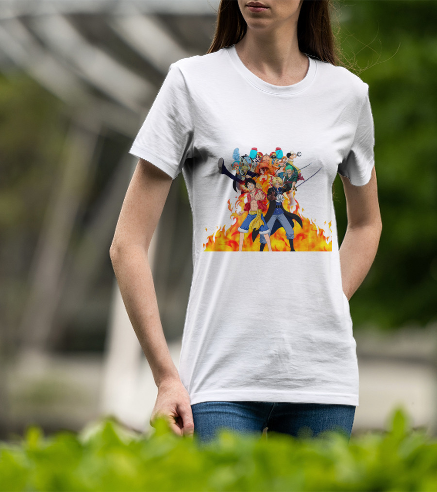 One Piece Pirate Crew In Flames T-Shirt
