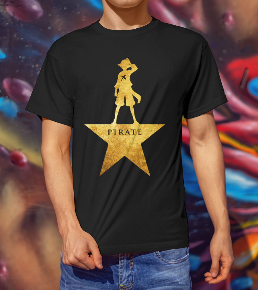 Pirate Star Gold Silhouette One Piece Luffy T-Shirt