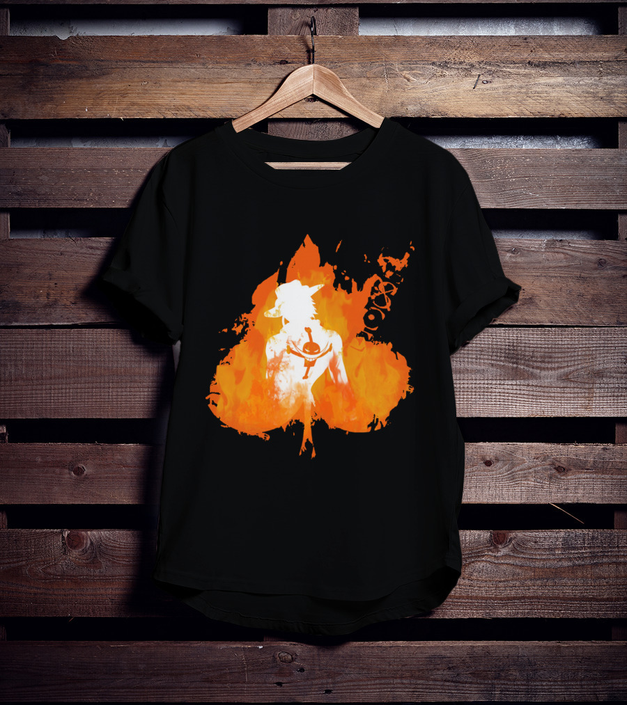 Ace One Piece Silhouette On Fire T-Shirt