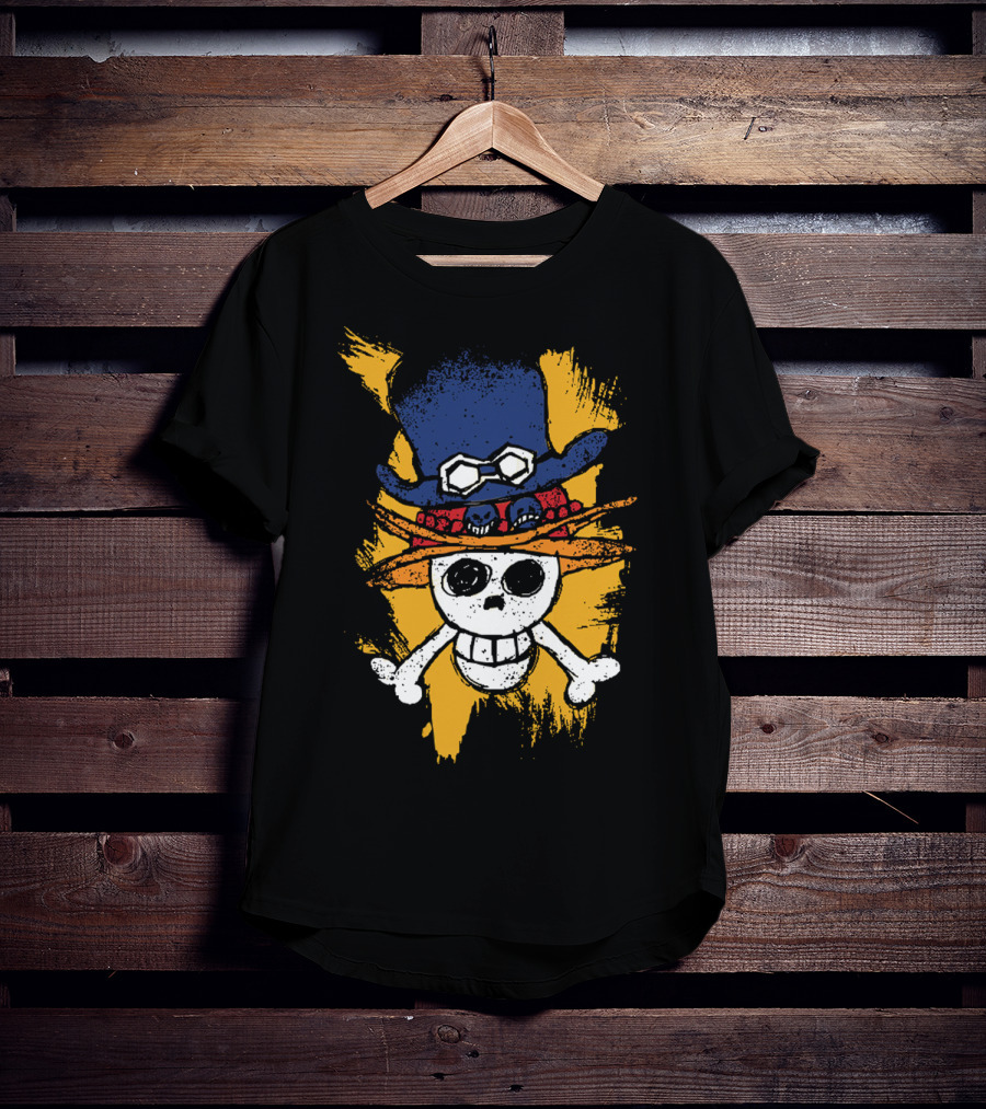 One Piece ASL Ace Sabo Luffy Skull And Pirate Hat T-Shirt
