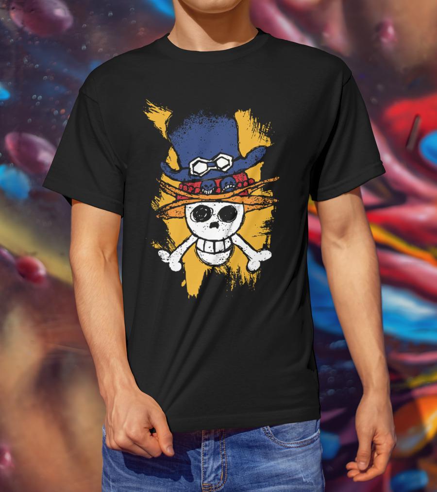 One Piece ASL Ace Sabo Luffy Skull And Pirate Hat T-Shirt