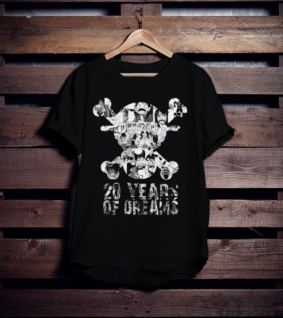 One Piece 20 Years Of Dreams Manga Collage Jolly Roger T-Shirt
