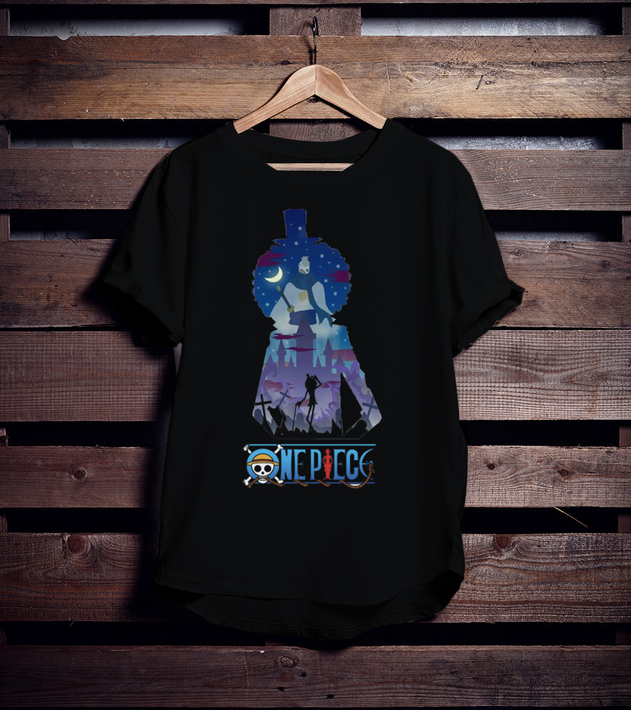 One Piece Brook Soulking Silhouette Night Scene T-Shirt