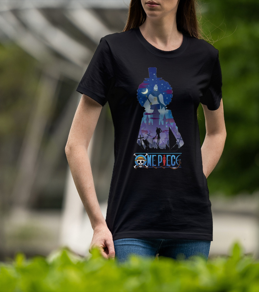 One Piece Brook Soulking Silhouette Night Scene T-Shirt