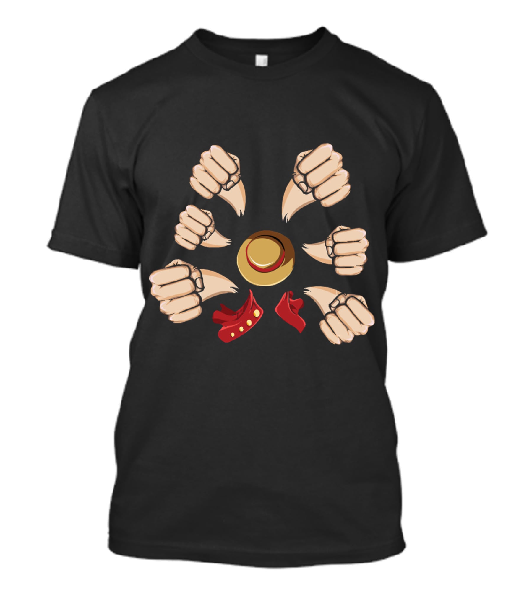 Gatling Gun Luffy Fists One Piece Anime Straw Hat T-Shirt