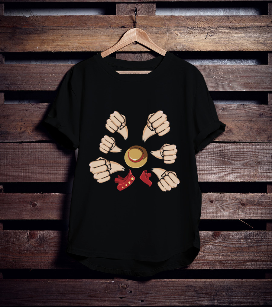 Gatling Gun Luffy Fists One Piece Anime Straw Hat T-Shirt