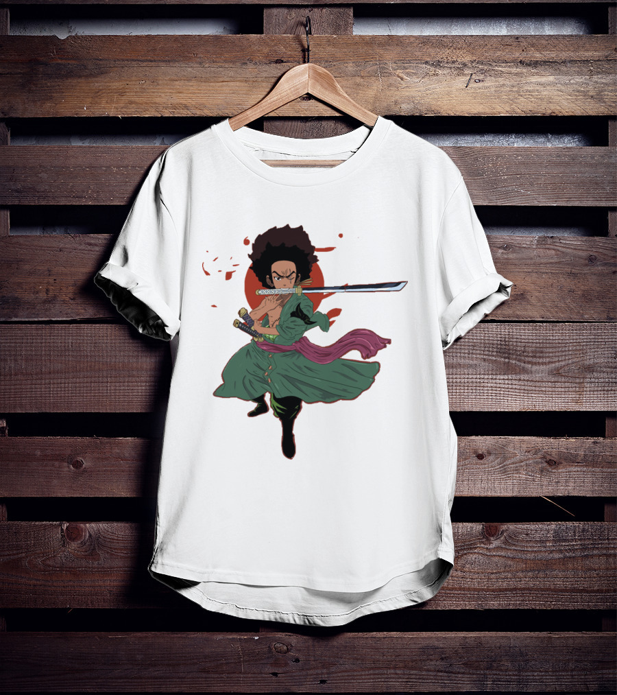 Huey Freeman X Roronoa Zoro Samurai Sword Fighter T-Shirt