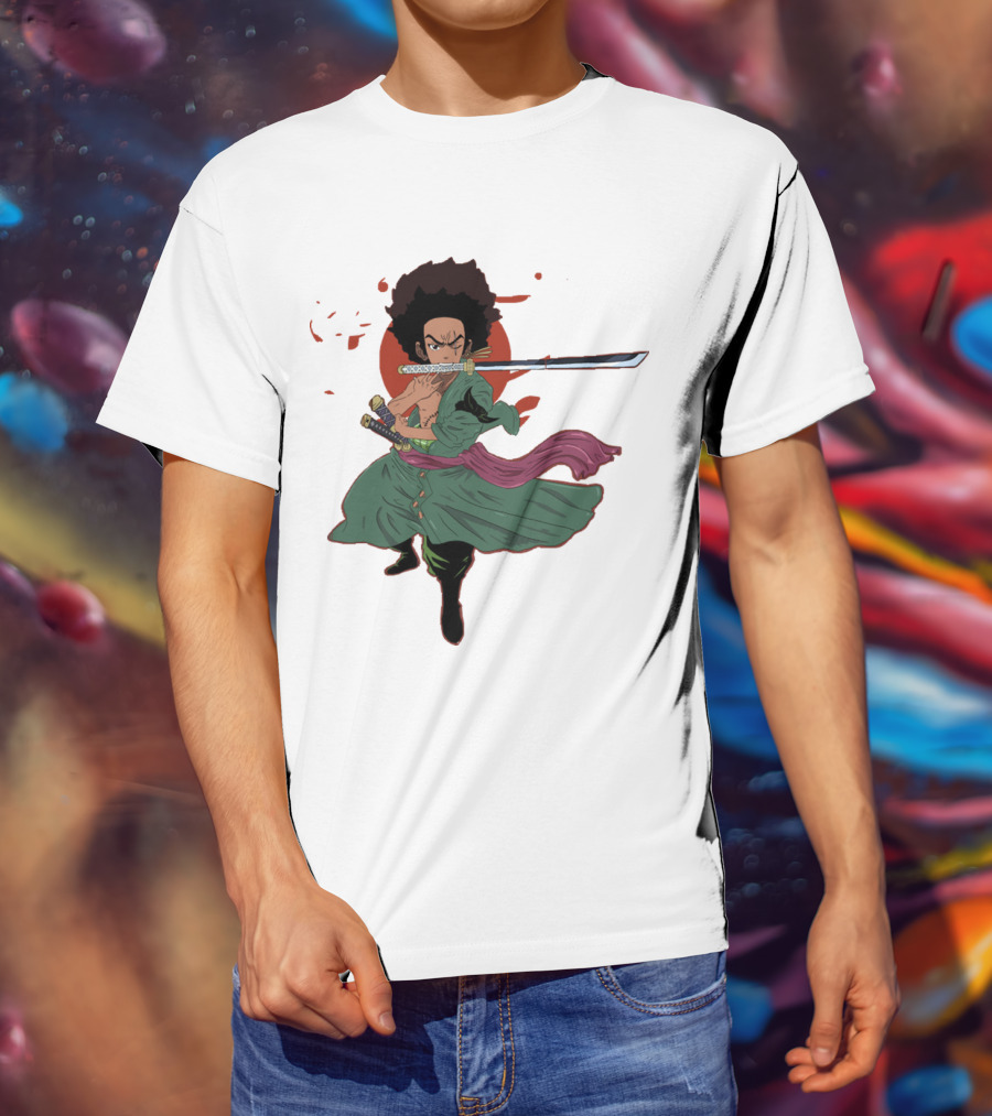 Huey Freeman X Roronoa Zoro Samurai Sword Fighter T-Shirt