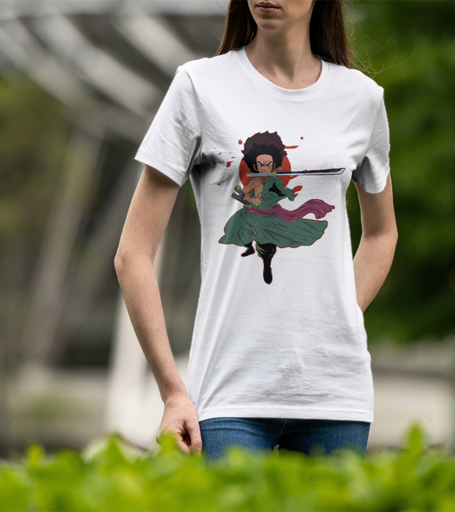 Huey Freeman X Roronoa Zoro Samurai Sword Fighter T-Shirt