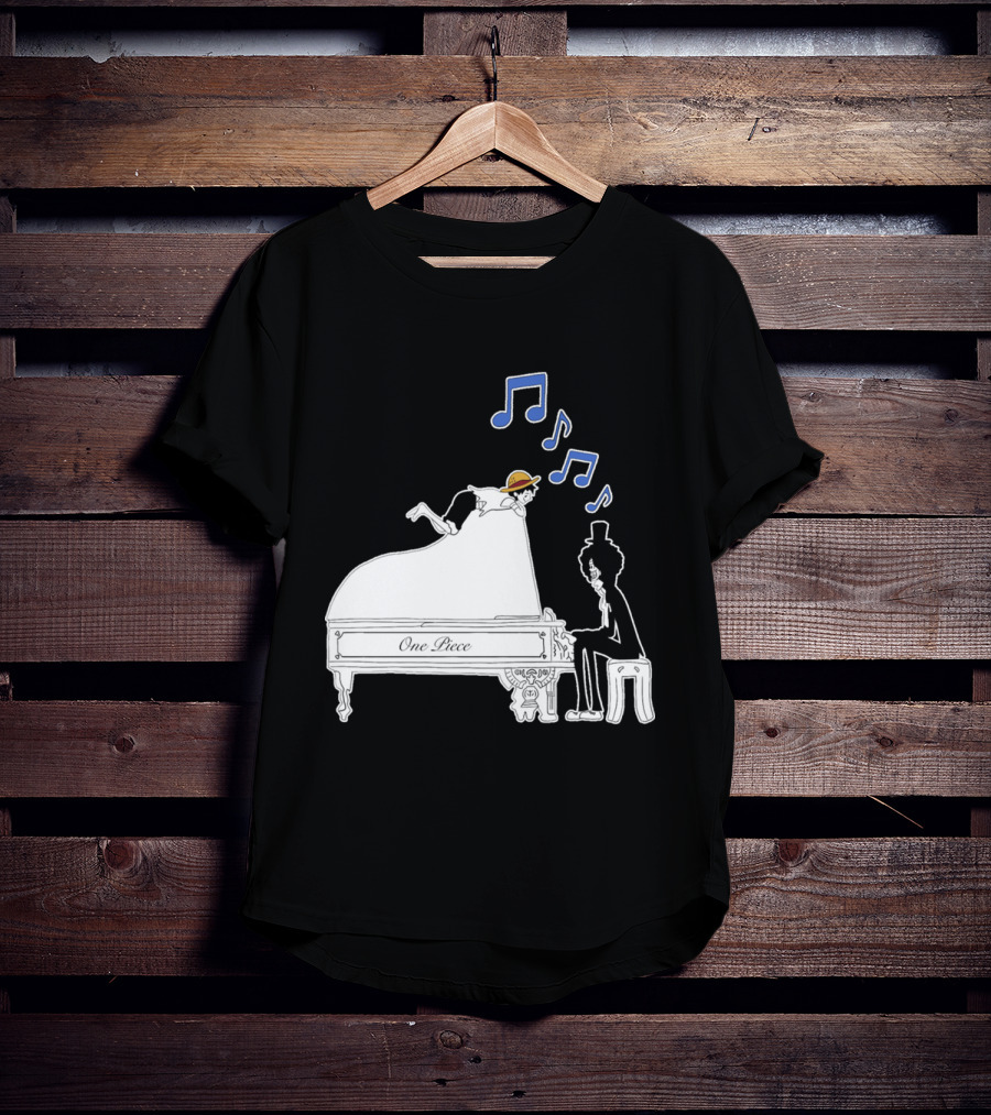 One Piece Luffy And Brook Piano Music Notes T-Shirt