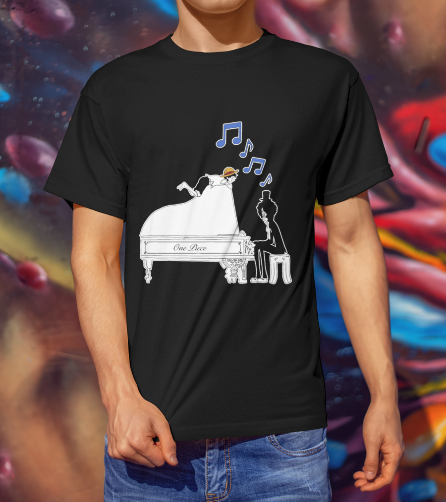 One Piece Luffy And Brook Piano Music Notes T-Shirt
