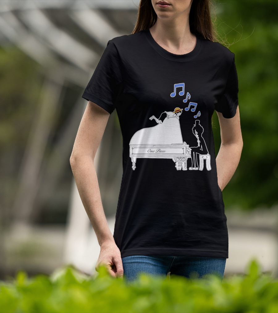 One Piece Luffy And Brook Piano Music Notes T-Shirt