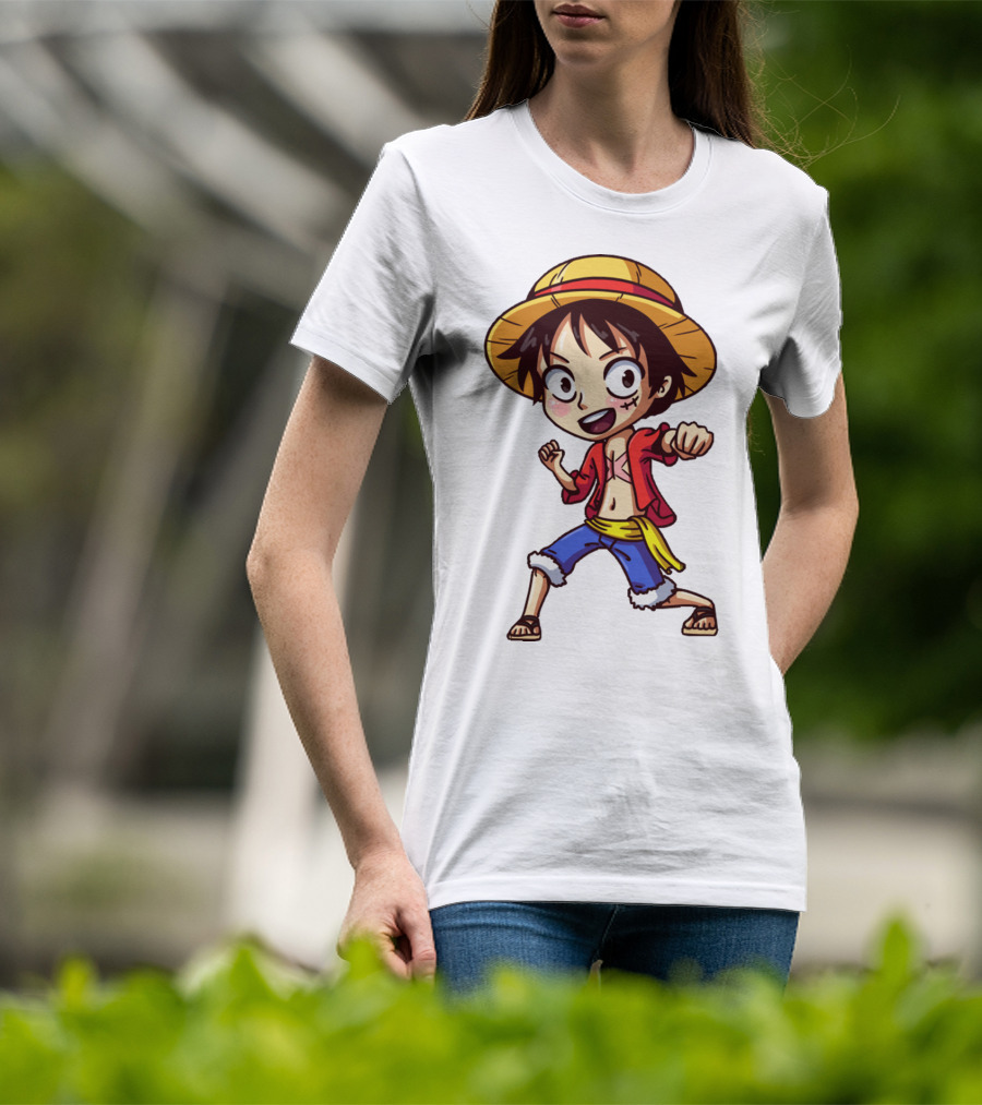 Luffy Chibi One Piece Straw Hat Pirate Anime Character T-Shirt