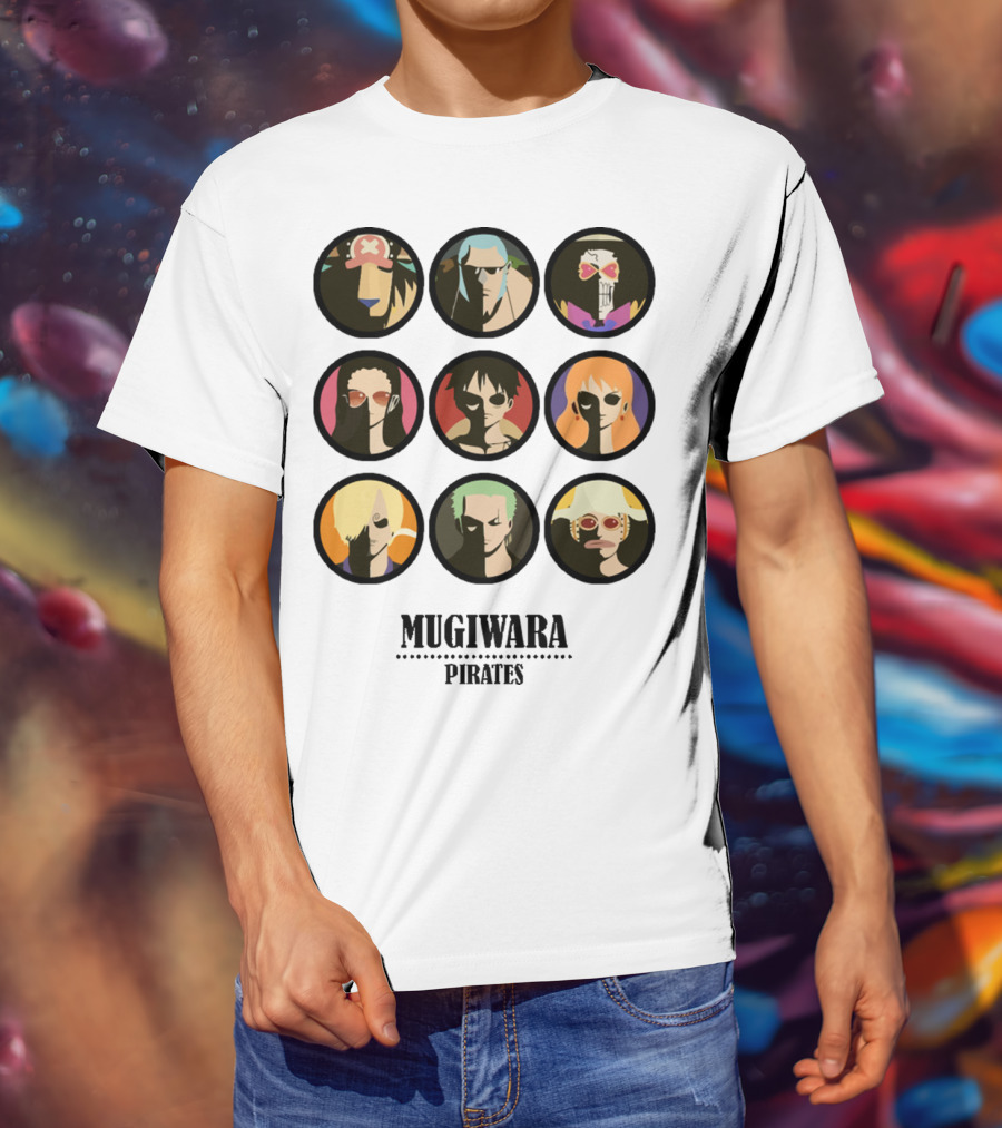 Mugiwara Pirates One Piece Characters Circles T-Shirt