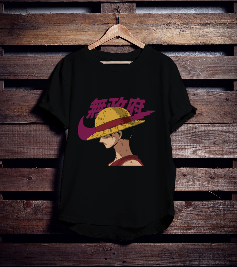 Straw Hat Luffy With Japanese Text And Iconic Emblem T-Shirt