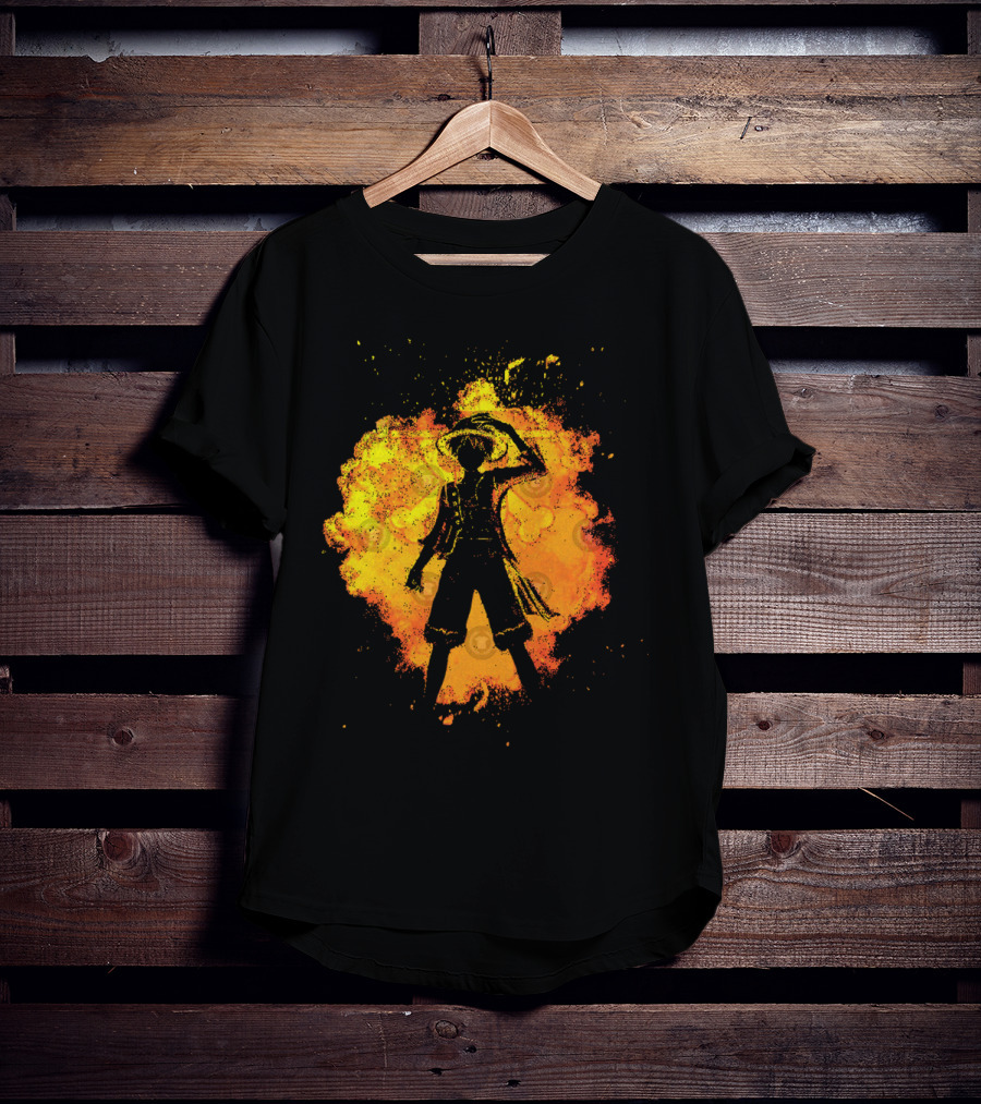 Soul Of The Pirate Luffy Fire Silhouette Anime T-Shirt