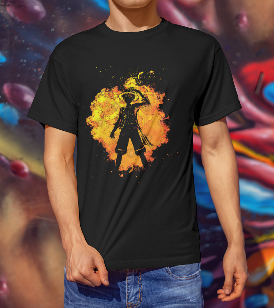 Soul Of The Pirate Luffy Fire Silhouette Anime T-Shirt
