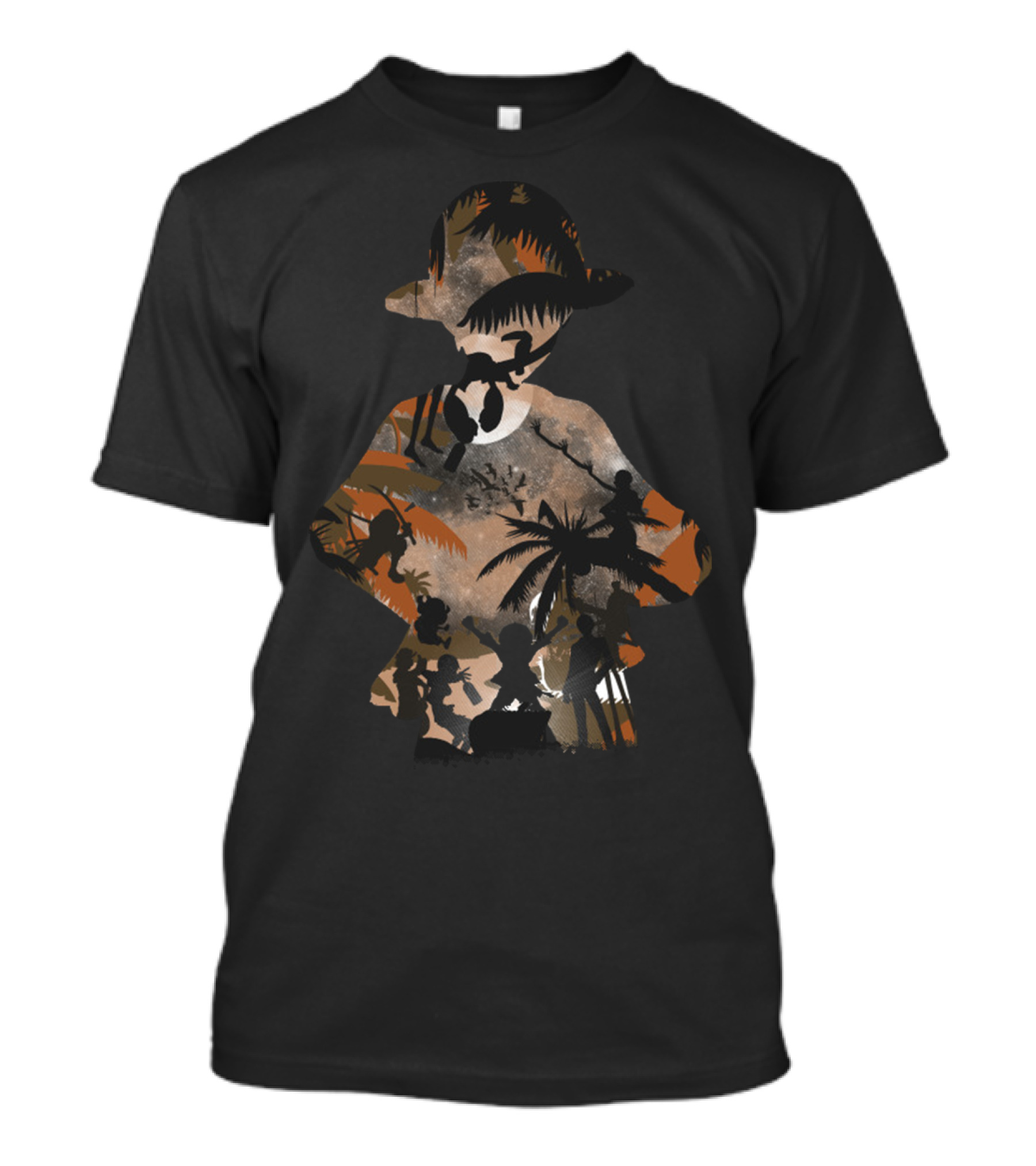 One Piece Straw Hat Crew Adventure Silhouette Scene T-Shirt
