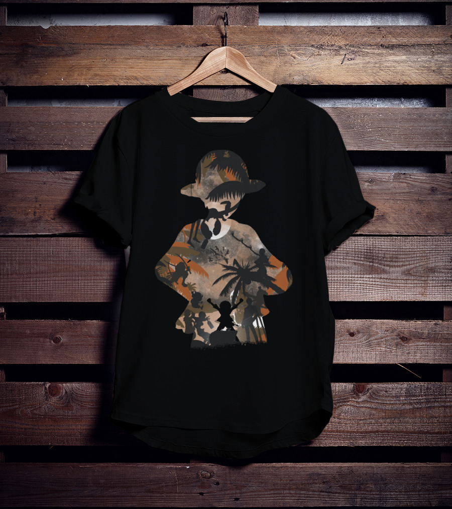 One Piece Straw Hat Crew Adventure Silhouette Scene T-Shirt