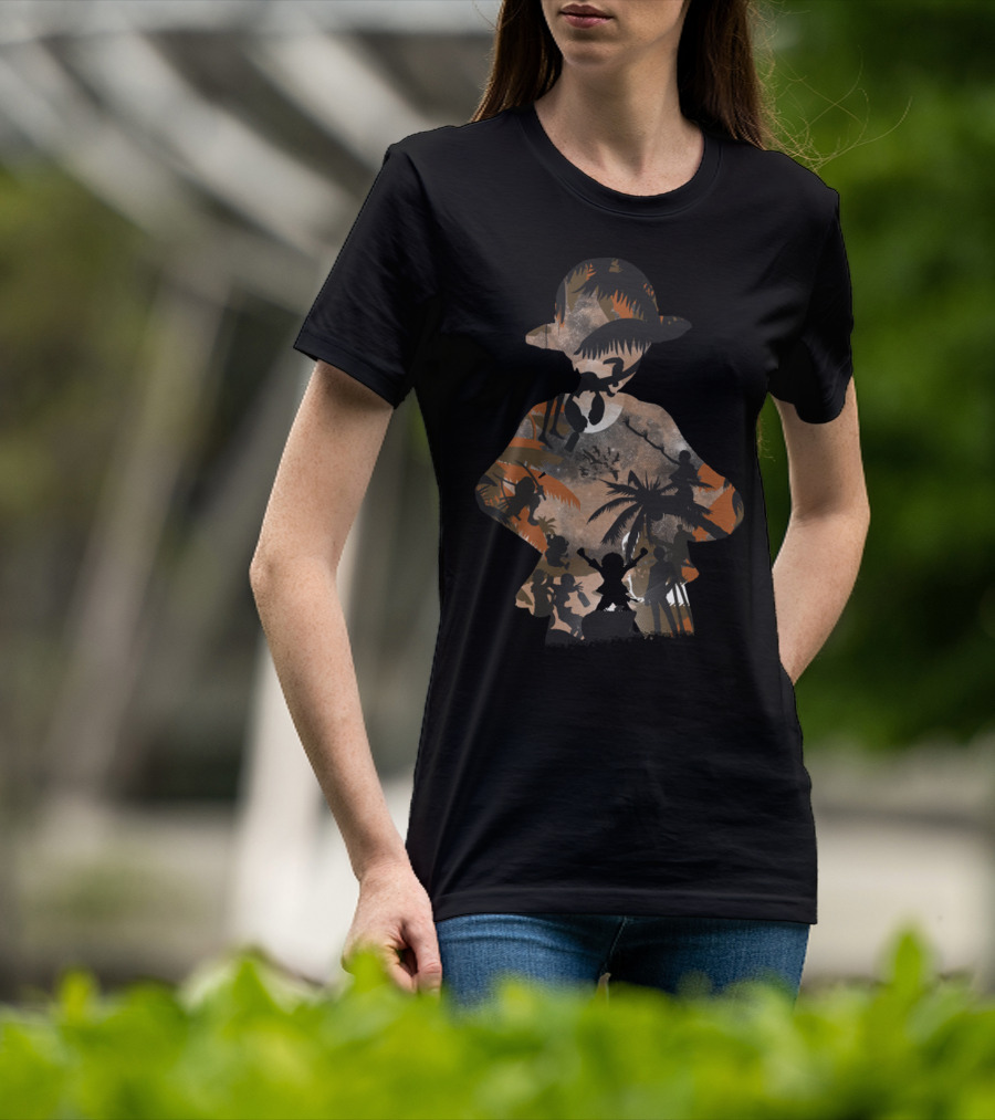 One Piece Straw Hat Crew Adventure Silhouette Scene T-Shirt